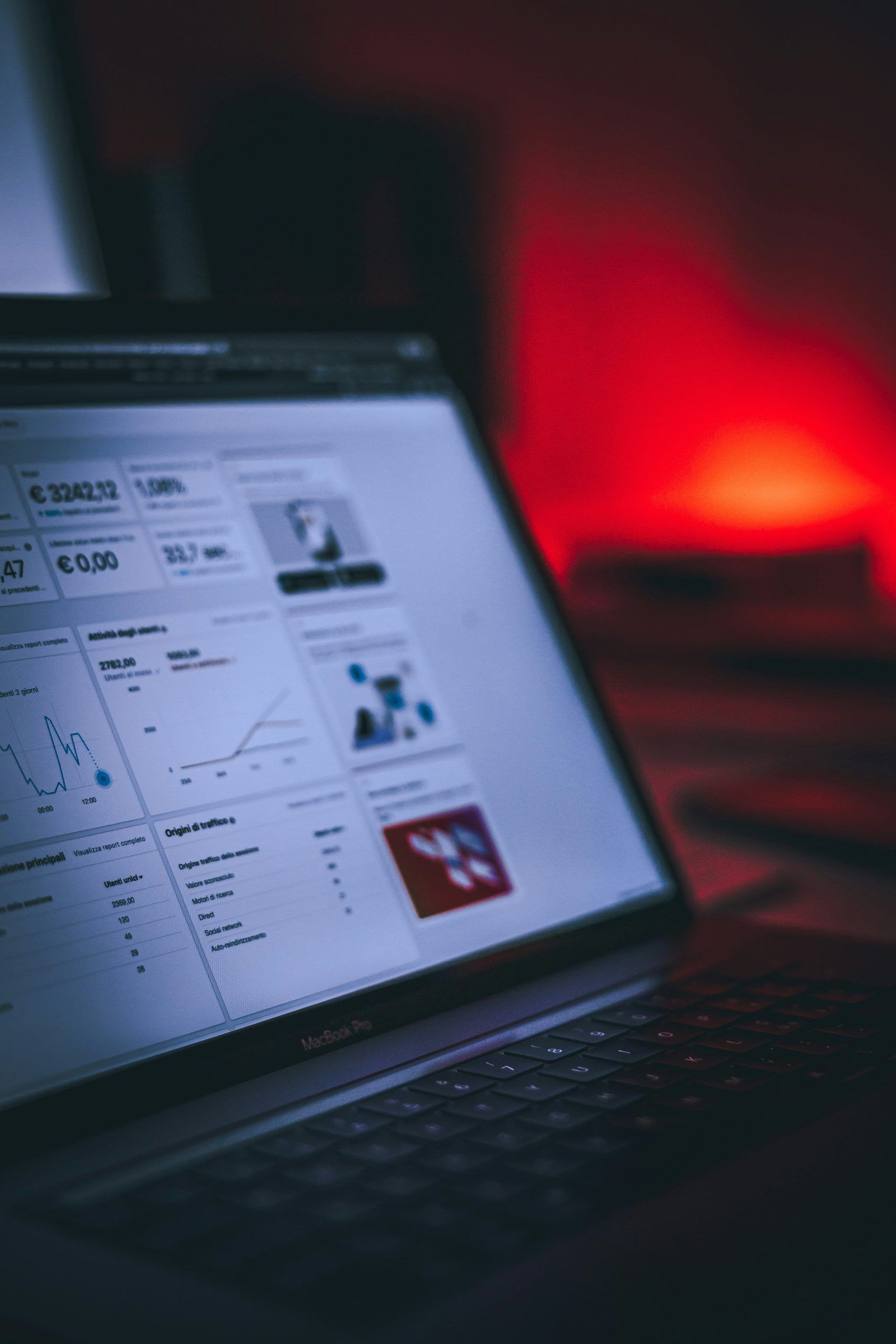 Digital analytics reporting on a laptop