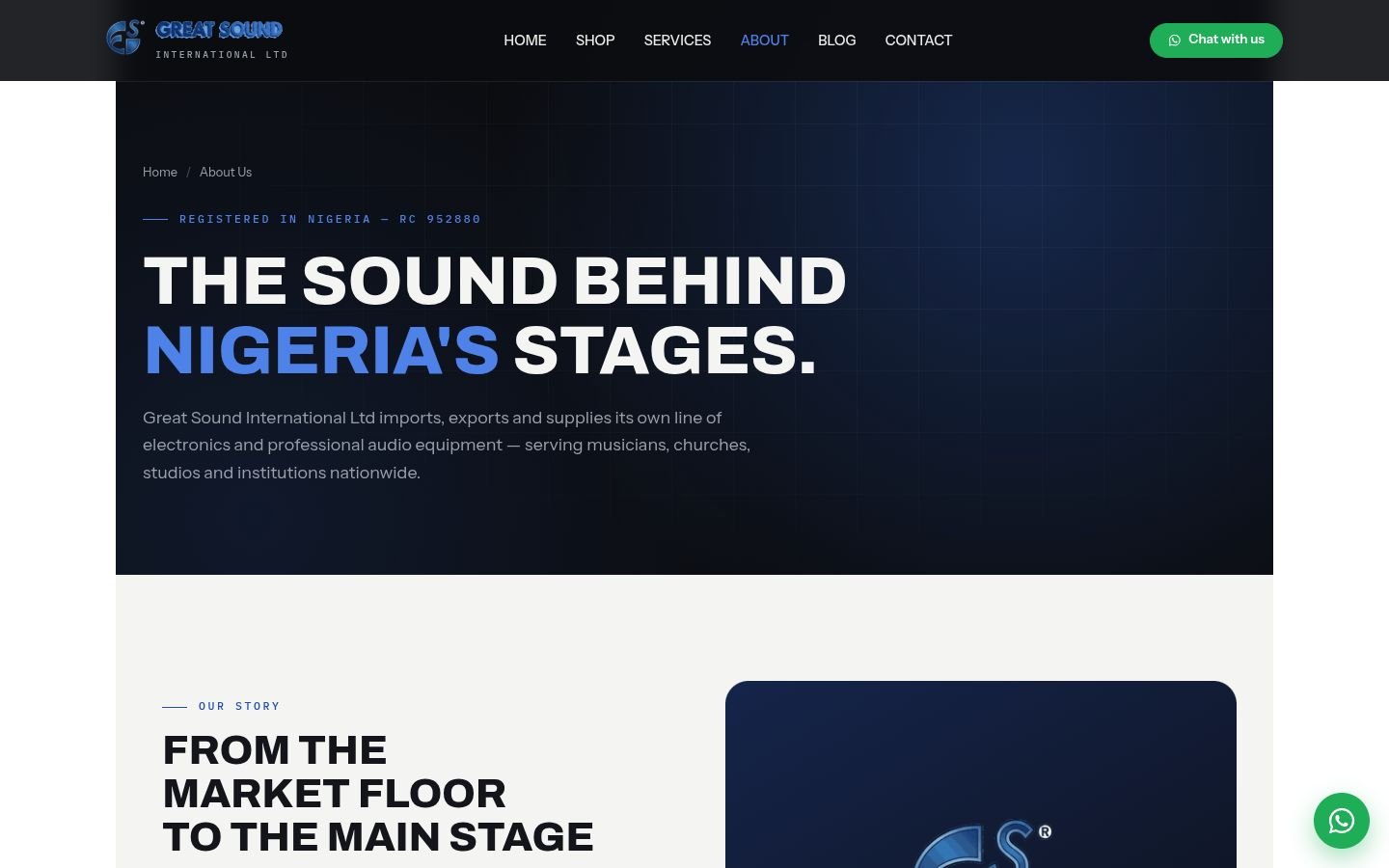 Great Sound about page — designed by Sixodo Digital