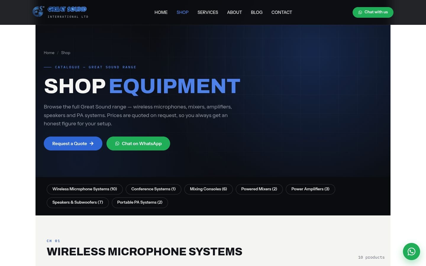 Great Sound shop page — designed by Sixodo Digital
